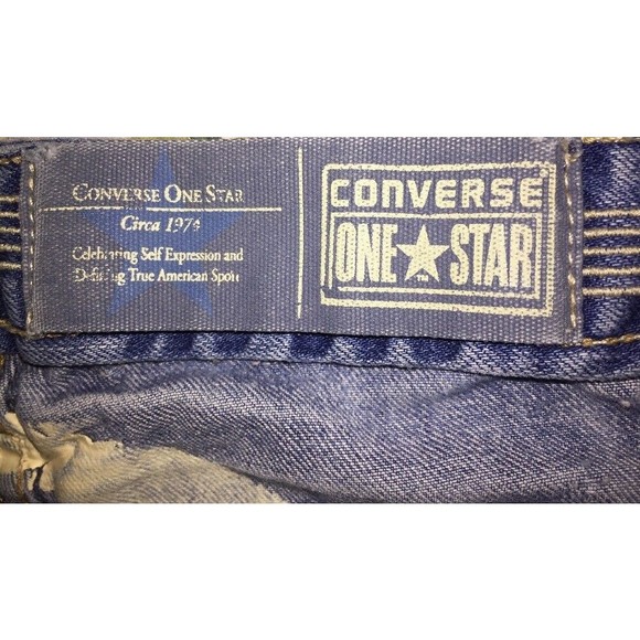 Converse One Star Womens Jeans 6 30x32 Cotton Spandex Blend Blue Worn Distressed - Picture 12 of 12